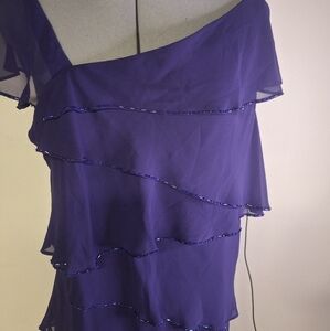 Elegant Purple Layered Top W/ Beeding On Tiers Size 14